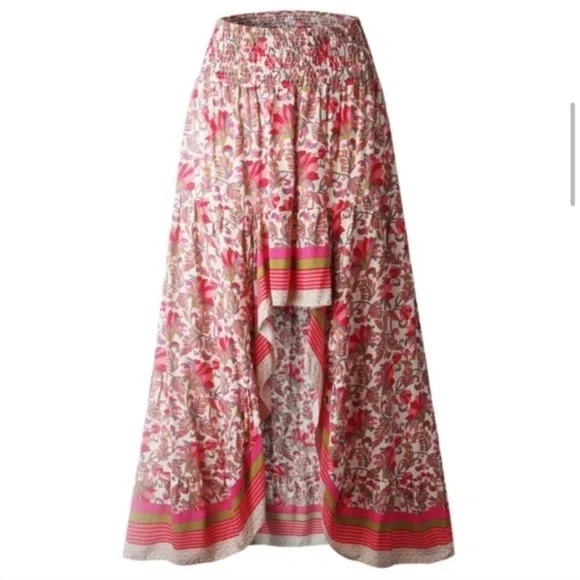 HP! Boho Pink & Red Floral High Low Maxi Skirt - Picture 4 of 9